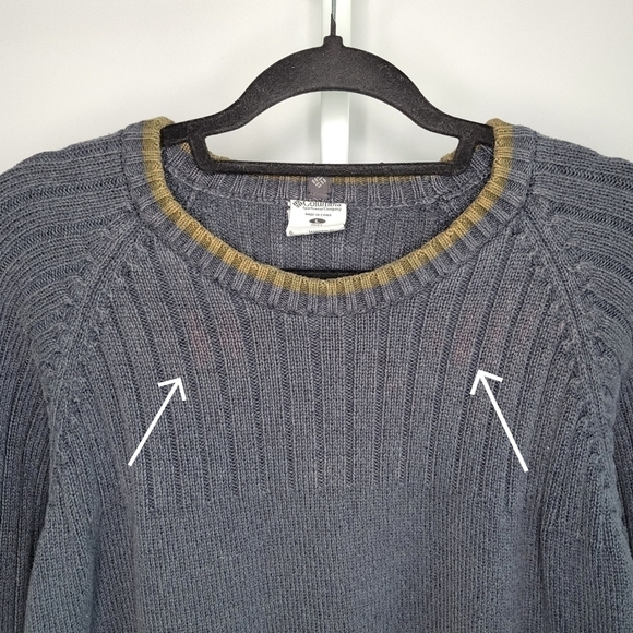 Columbia Men's Blue Ribbed Crew Neck Long Sleeve Knit Sweater Size L 100% Cotton - Picture 5 of 9